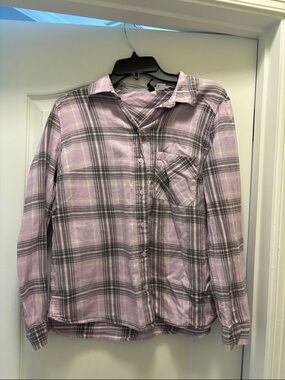 H&M Lavender and Gray Plaid Shirt